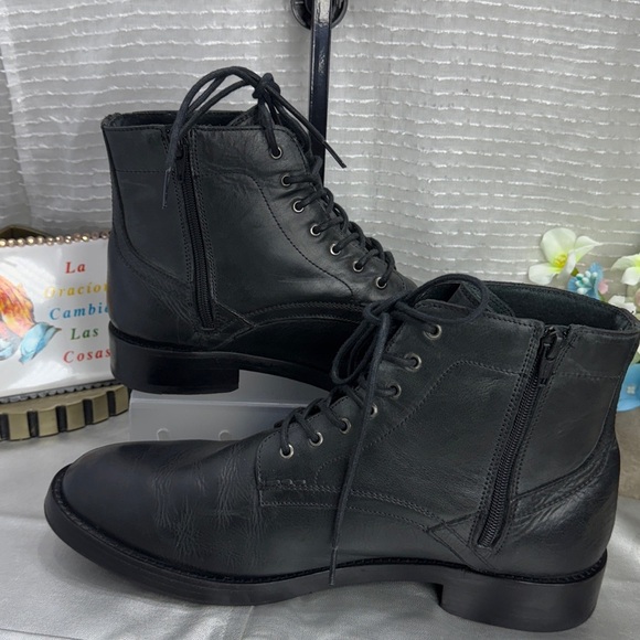 (B2)Mark Nason Los Angeles
Black Leather Lace-Up Boots with Side Zip -Men's 10.5 - Picture 4 of 12
